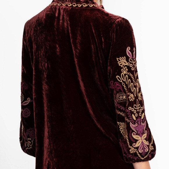 Johnny Was heavily embroidered velvet Shira Velvet Field Blouse NWT - Picture 5 of 10